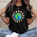 Happy Earth Day Children Around The World T-Shirt Save Planet Global Unity