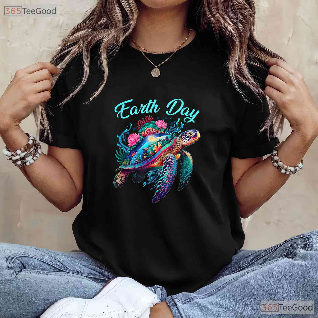 Sea Turtle Earth Day T-Shirt Save The Ocean Environmental Protection Gift