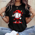 Baseball Drip Ice Cream Apparel T-Shirt Youth Boy Valentine Sports Gift Tee