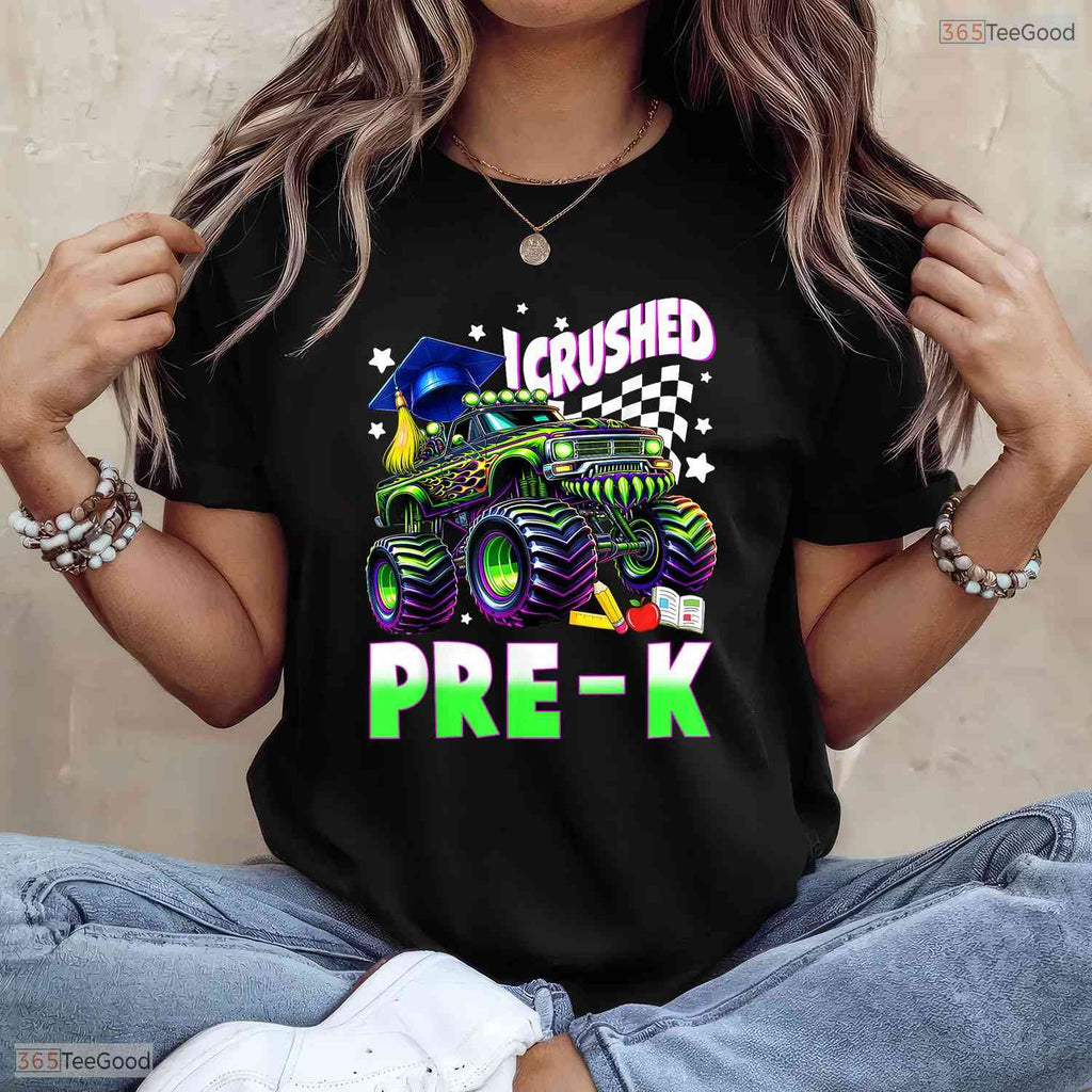 Awesome I Crushed Pre-K Monster Truck Graduation Boys Kids Party T-Shirt