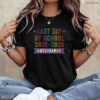 Interactive Goodbye School Last Day 2026 Kids Sign My Autographs T-Shirt