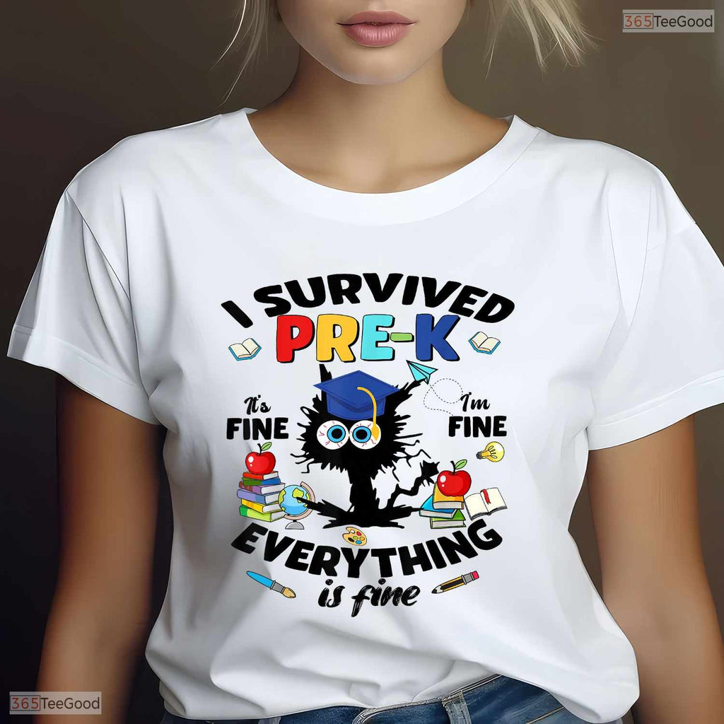 Funny I Survived Pre-K Senior Last Day Of School Boy And Girl Kid T-Shirt