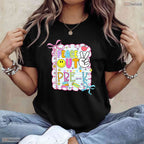 Trendy Peace Out Pre-K Kid Girl Last Day Of School Bow Coquette T-Shirt