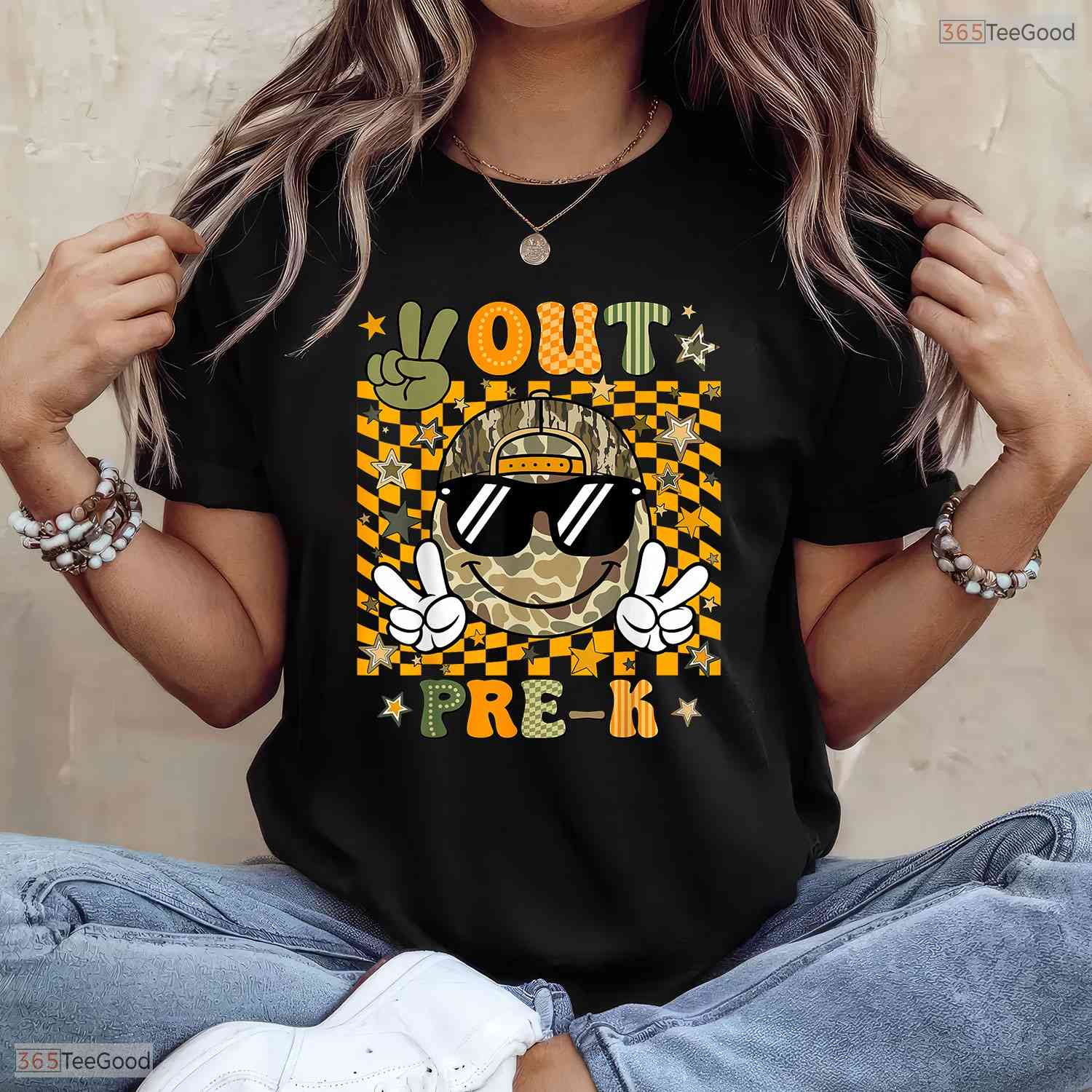Trendy Peace Out Pre-K Camo Last Day Of School Graduation Kids Boy T-Shirt