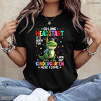 Cute T-Rex Dinosaur So Long Early Learning Kindergarten Here I Come T-Shirt
