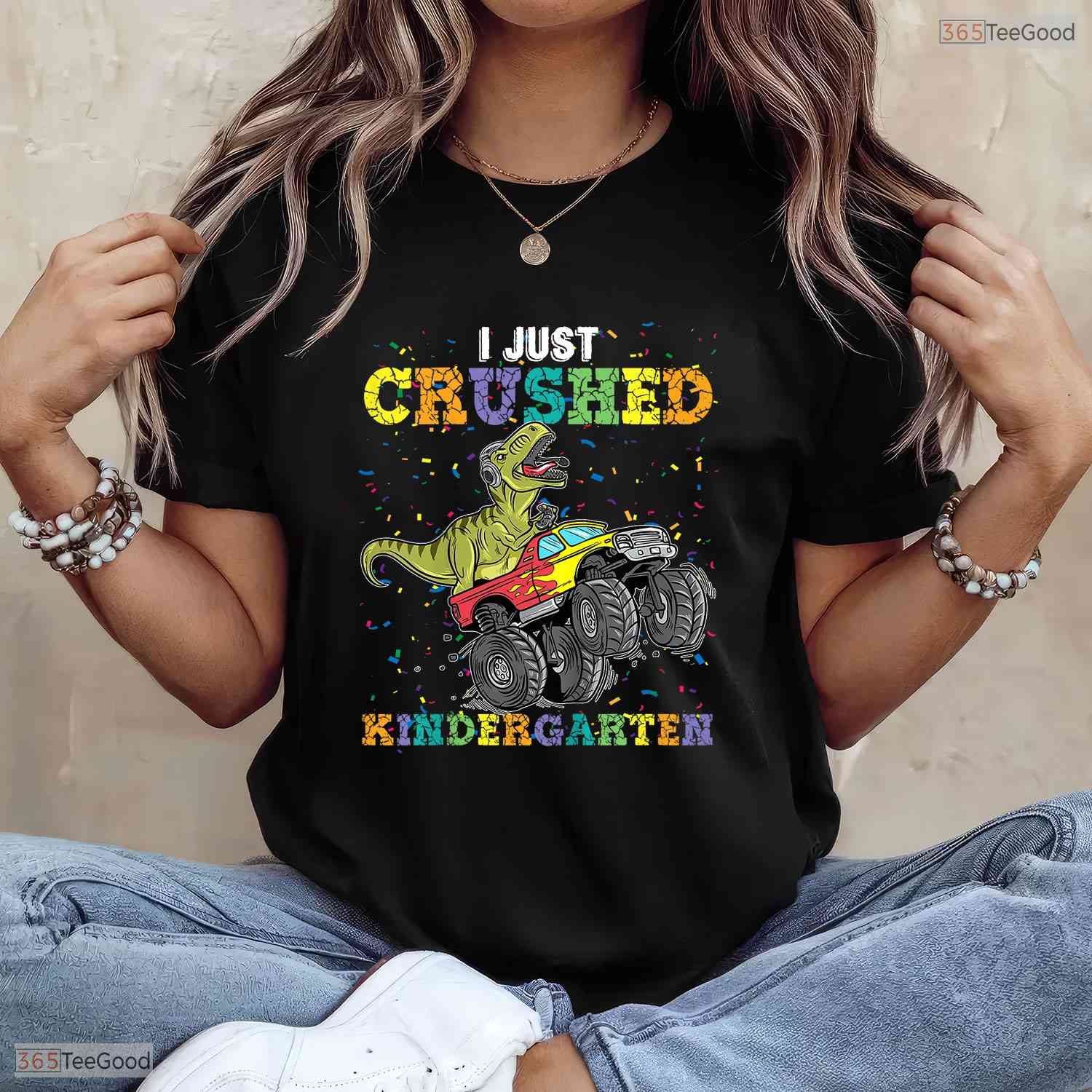 Awesome I Just Crushed Kindergarten Dinosaur Big Truck Graduation T-Shirt
