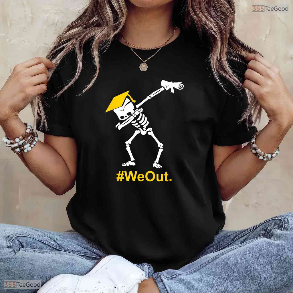 Funny Dabbing Skeleton Graduation Graduate We Out Senior Celebration T-Shirt