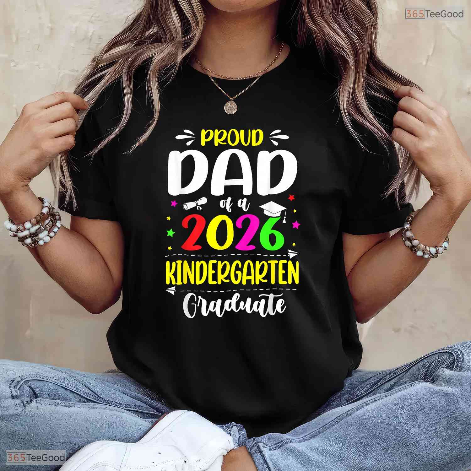 Loving Proud Dad Class Of 2026 Kindergarten Graduate Kids Celebration T-Shirt