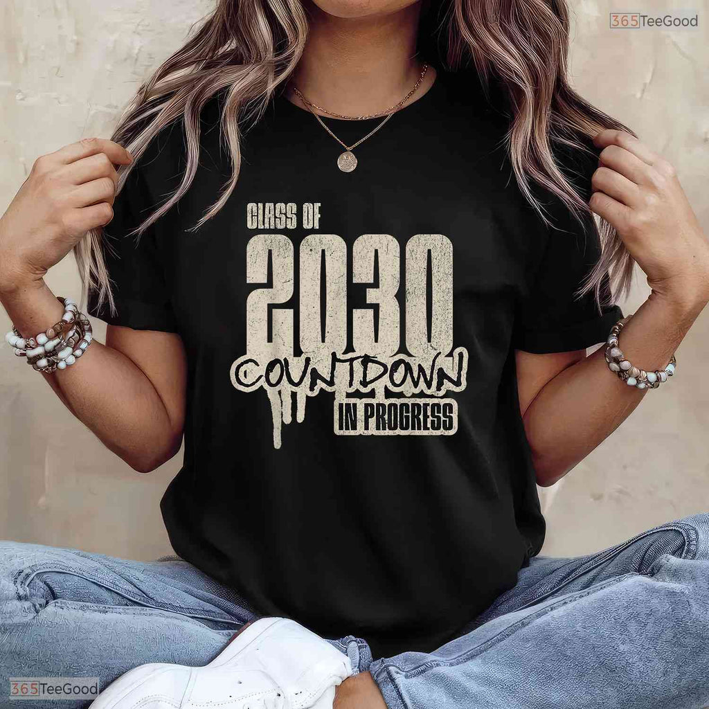 Funny Class Of 2030 Countdown Graduate Student Matching Graduation T-Shirt
