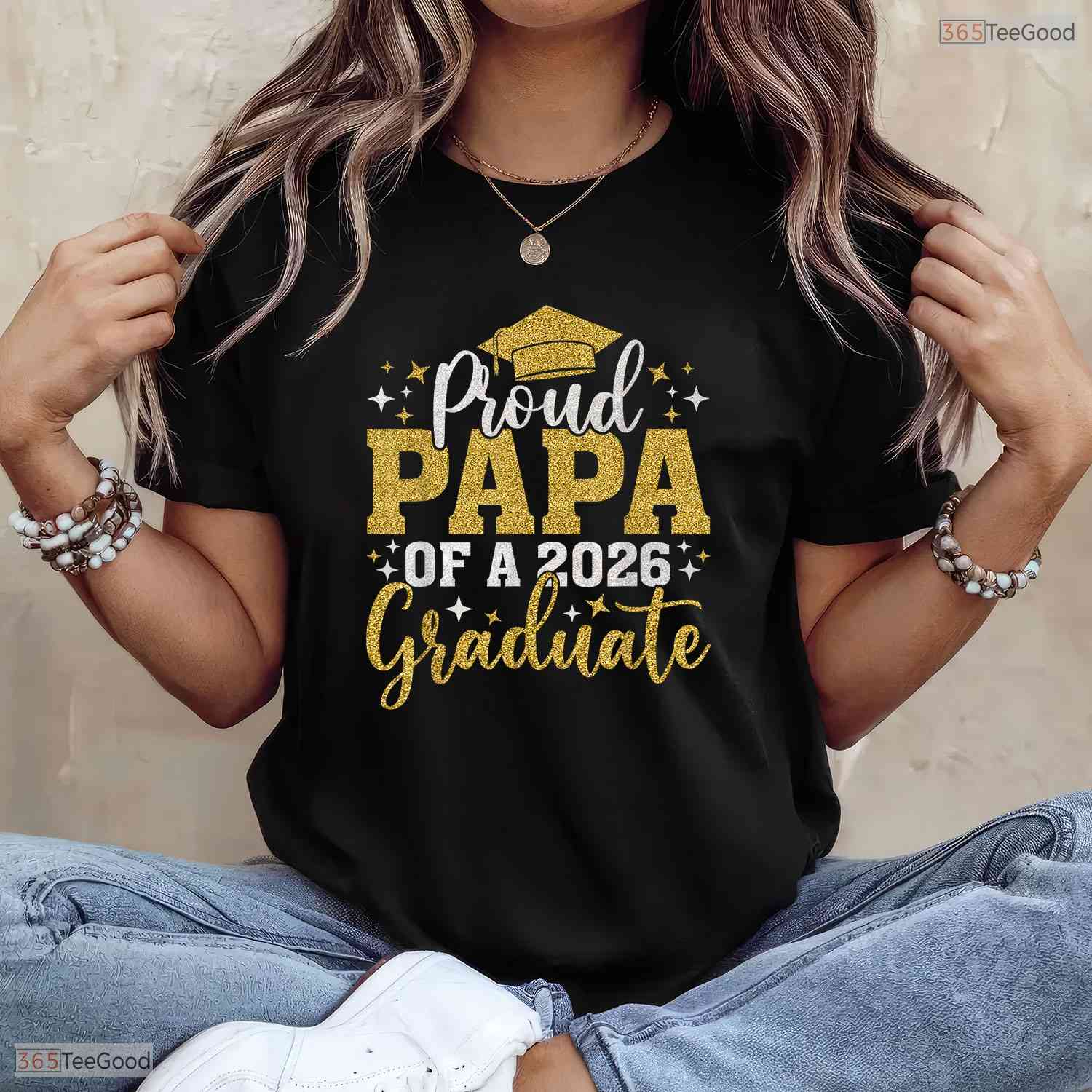 Supportive Papa Senior 2026 Proud Papa Of A Class Of 2026 Graduate T-Shirt