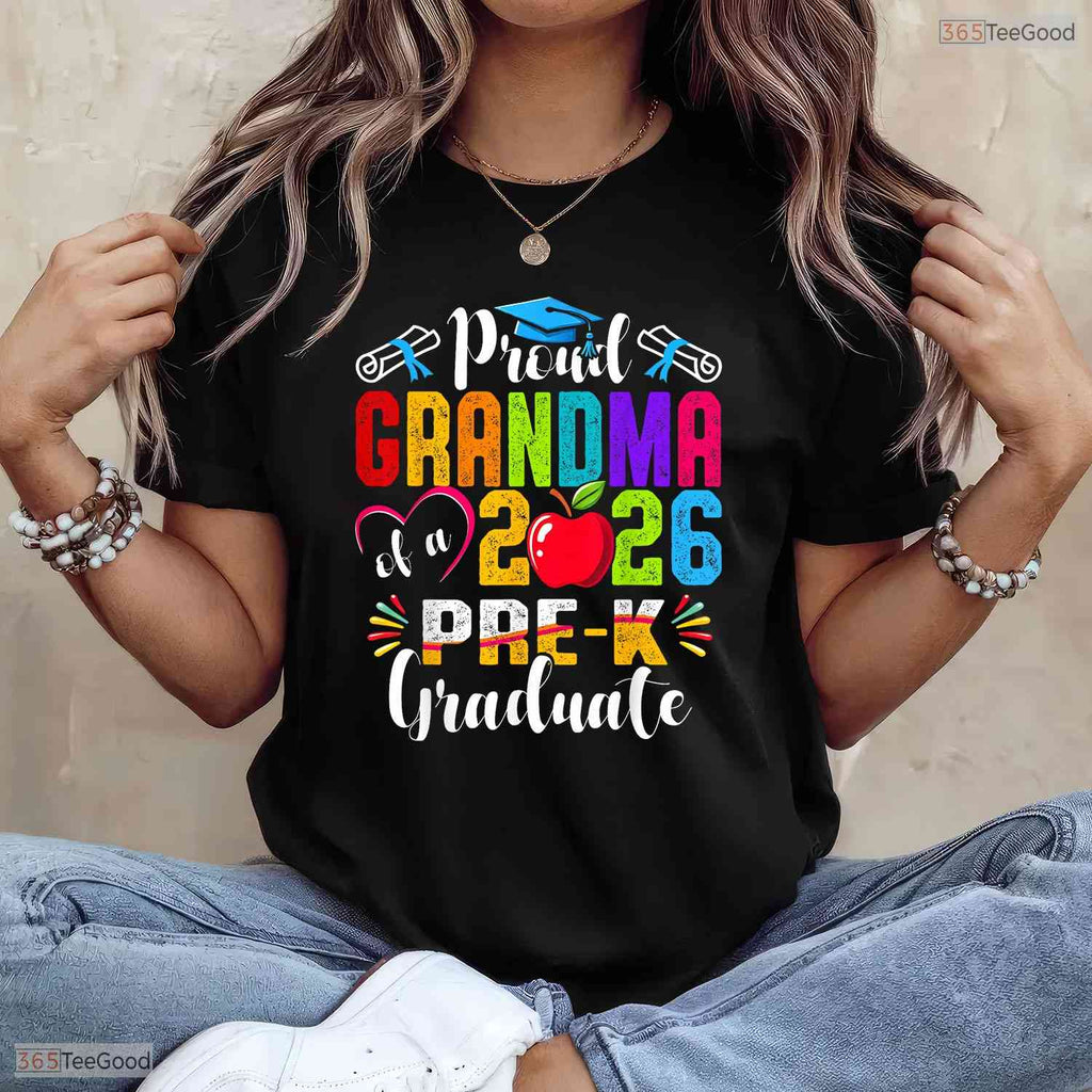 Blessed Proud Grandma Of 2026 Pre-K Graduate Mothers Day Graduation T-Shirt