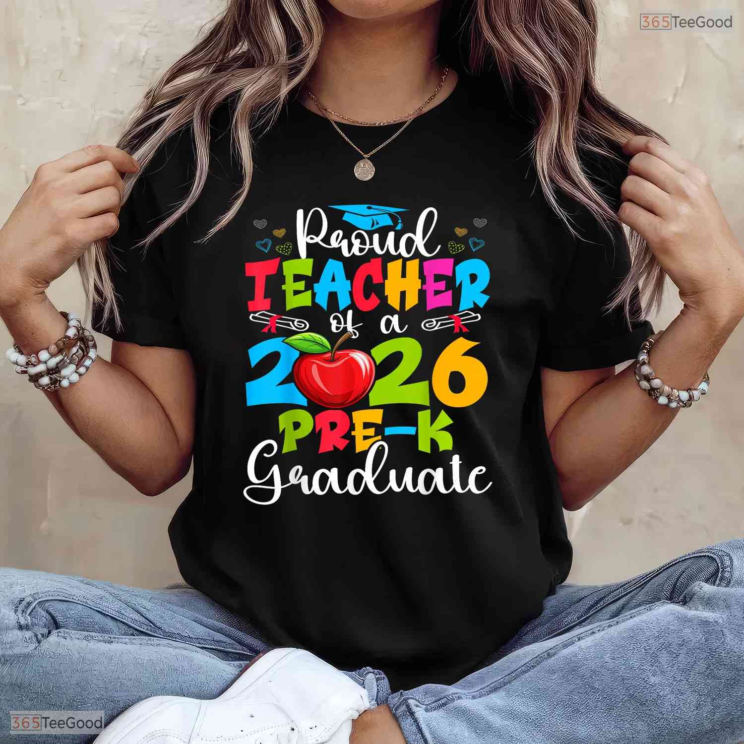 Awesome Proud Teacher Of A 2026 Pre-K Graduate Funny Class Party T-Shirt