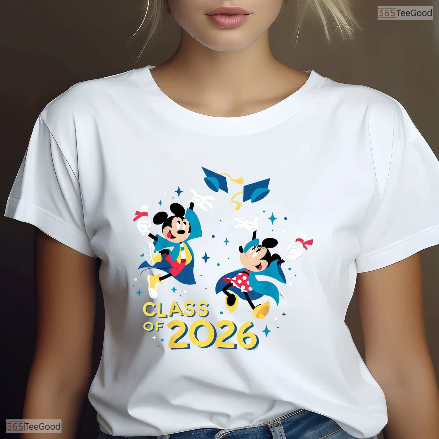 Cute Cartoon Mouse Couple Graduation Class Of 2026 New Grad Party T-Shirt