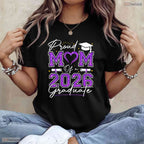 Awesome Proud Mom Of A 2026 Graduate Senior 2026 Purple Gold Vibes T-Shirt