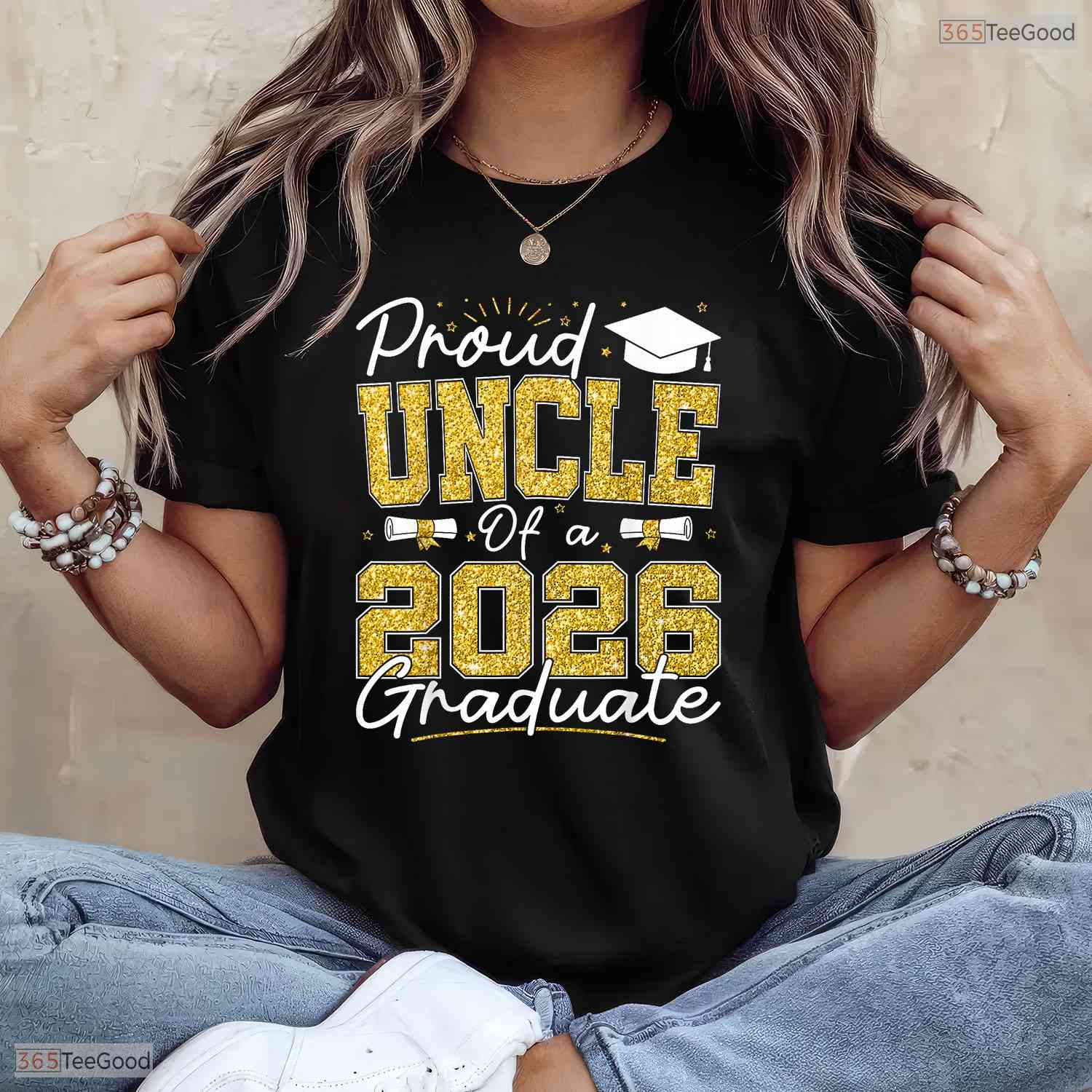 Supportive Proud Uncle Of A 2026 Graduate Senior 2026 Grad Family T-Shirt