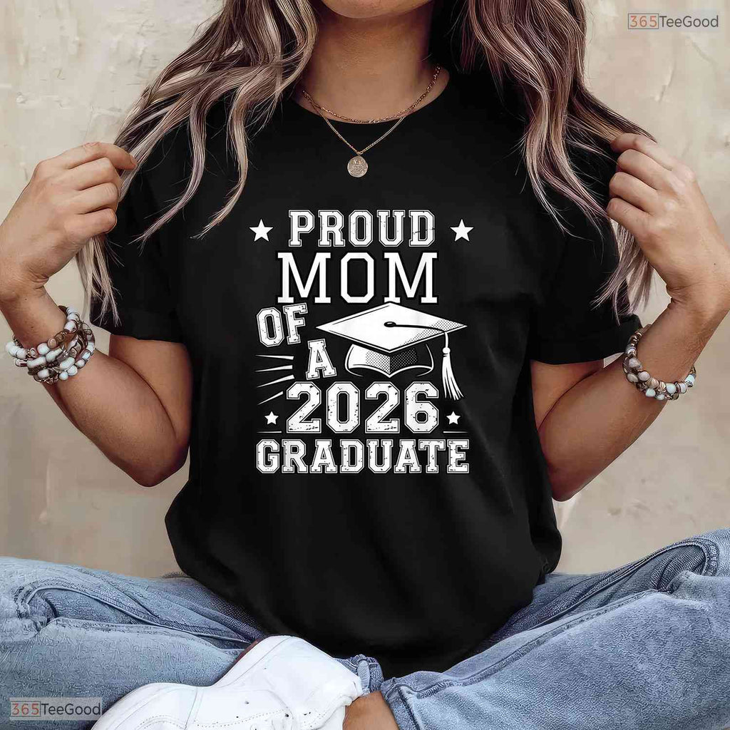 Cute Proud Mom 2026 Graduate High School Graduation Family Matching T-Shirt