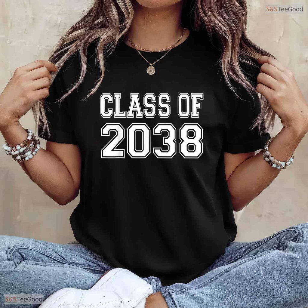 Awesome Class Of 2038 Grow With Me Handprint Photo Graduation Kids T-Shirt