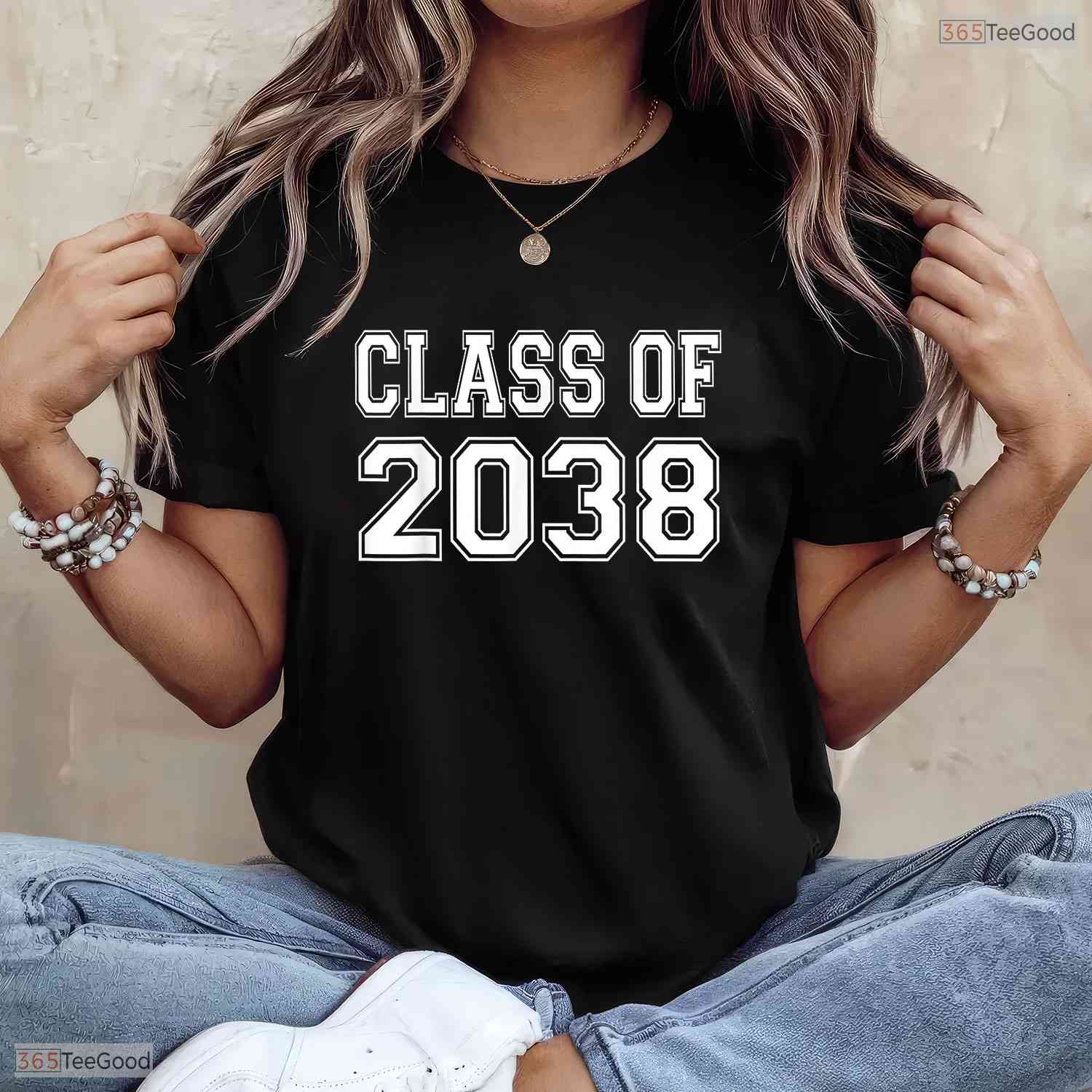 Awesome Class Of 2038 Grow With Me Handprint Photo Graduation Kids T-Shirt