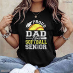 Awesome Proud Dad Of A 2026 Senior Softball Graduate Athlete Sports T-Shirt