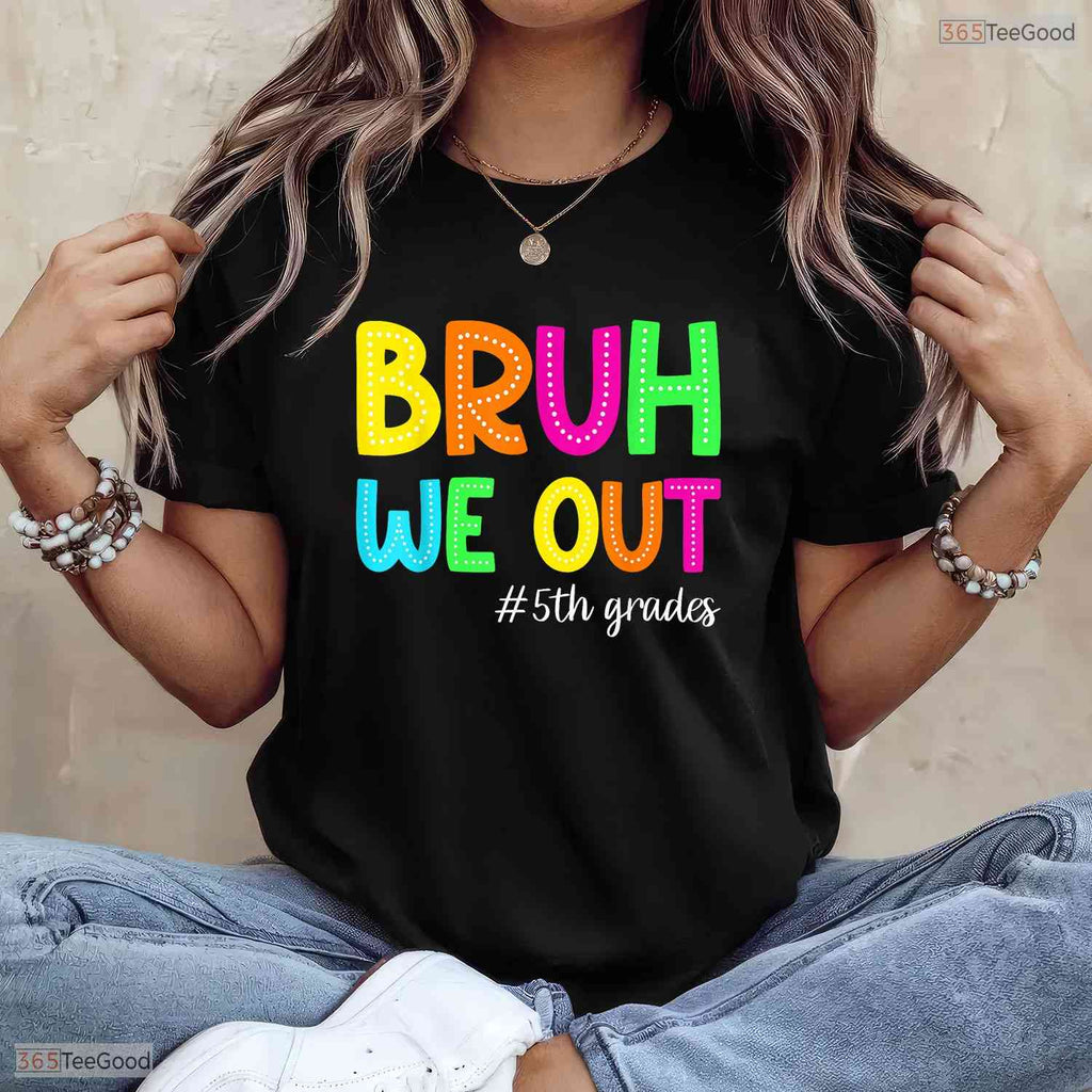 Retro Bruh We Out 5th Graders Fifth Grade Graduation Class Of 2026 T-Shirt