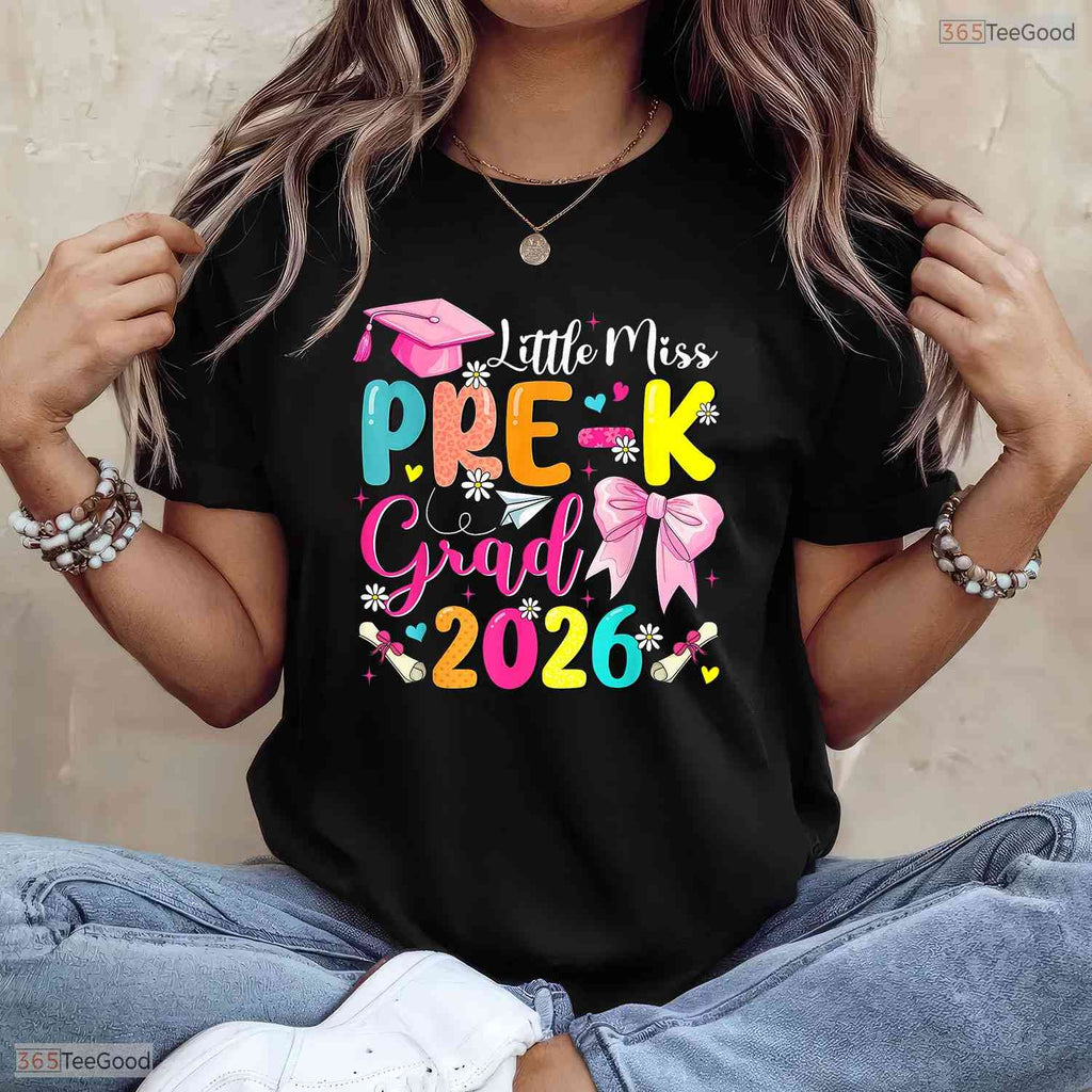 Adorable Little Miss Pre-K Grad 2026 Preschool Graduation Girls T-Shirt