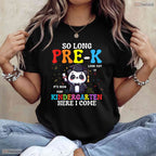 Cute Panda Theme So Long Pre-K Kindergarten Here I Come Graduation T-Shirt