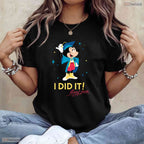 Cute Cartoon Mouse I Did It Graduation Cap And Gown Celebration T-Shirt