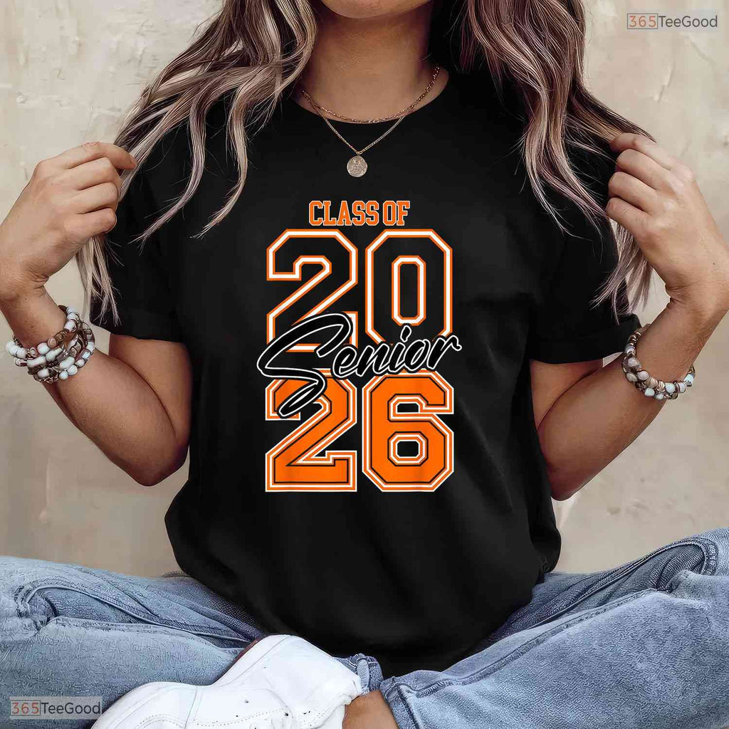 Trendy Class Of 2026 Senior Graduation Orange Vibes Retro Aesthetic T-Shirt