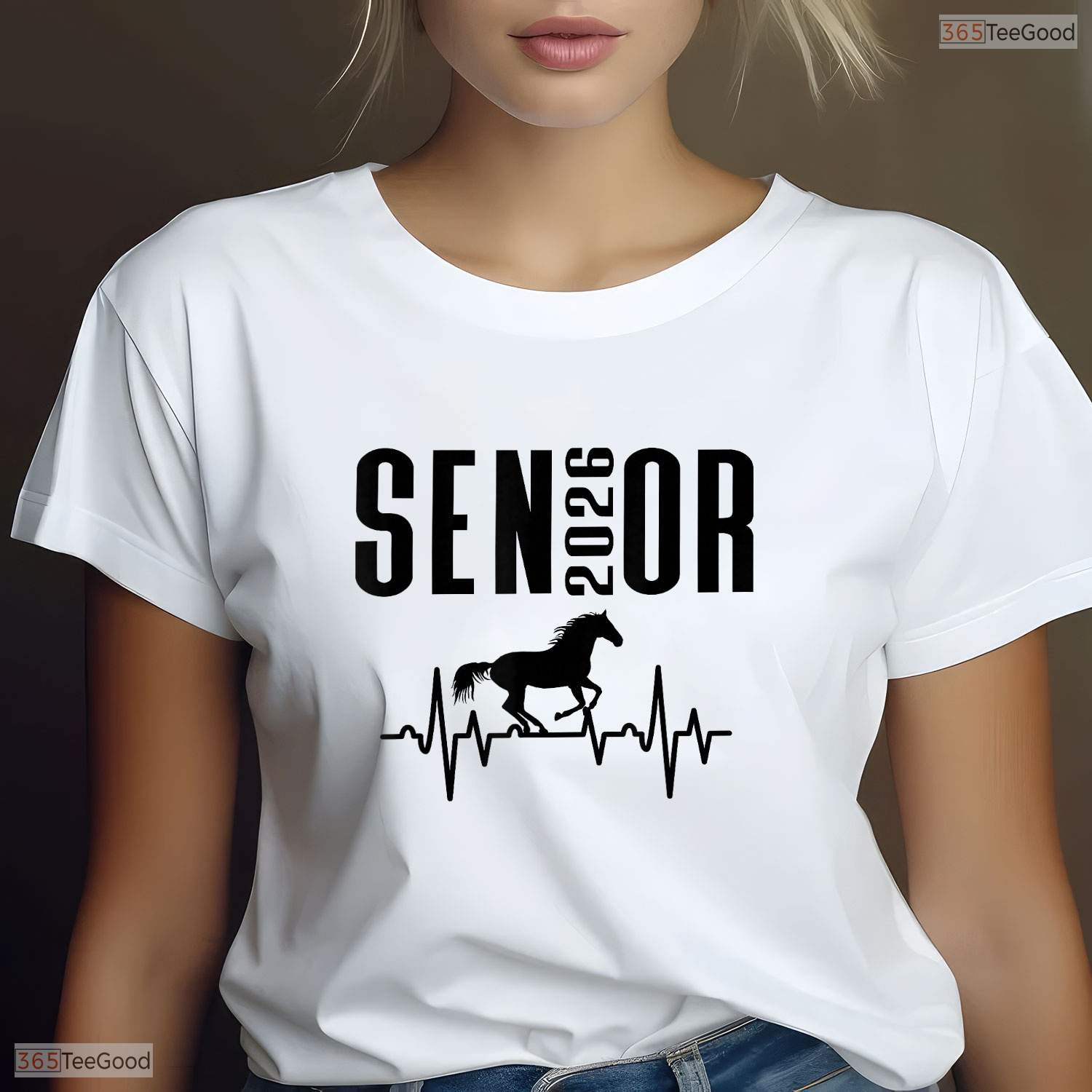 Senior 2026 Equestrian Heartbeat Design Class Of 26 Horse Lover Grad T-Shirt