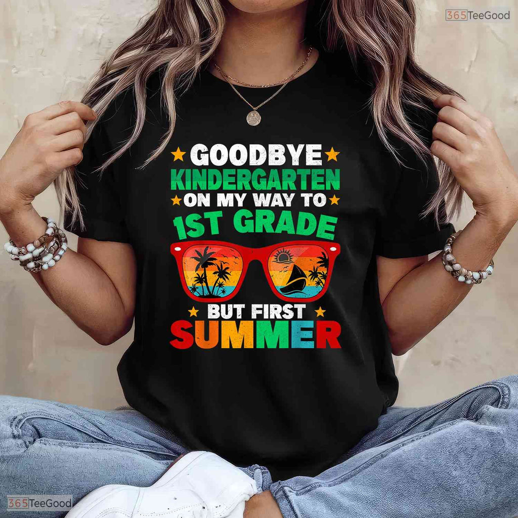 Hello Summer Goodbye Kindergarten First Summer Graduation Last Day Boys Shirt