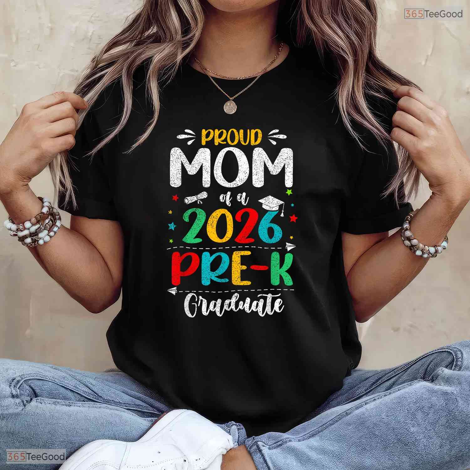 Loving Proud Mom Of A 2026 Pre-K Graduate Boy Girl Kids Graduation Day T-Shirt