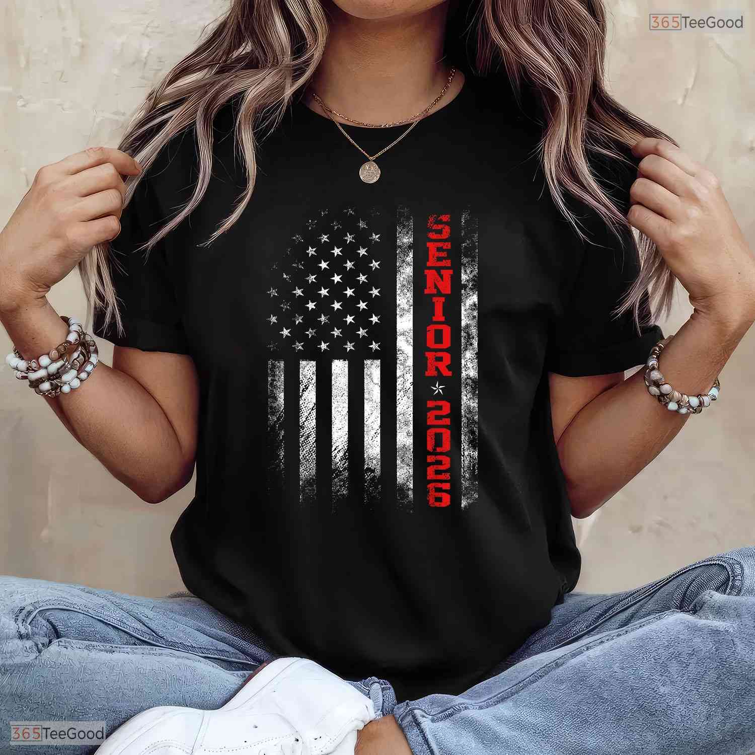 Patriotic Senior Year 2026 American Flag USA Graduation Class Of 2026 T-Shirt