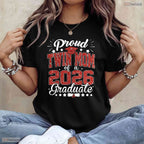 Awesome Proud Twin Mom Of A Class Of 2026 Graduate Senior Grad Family Party T-Shirt