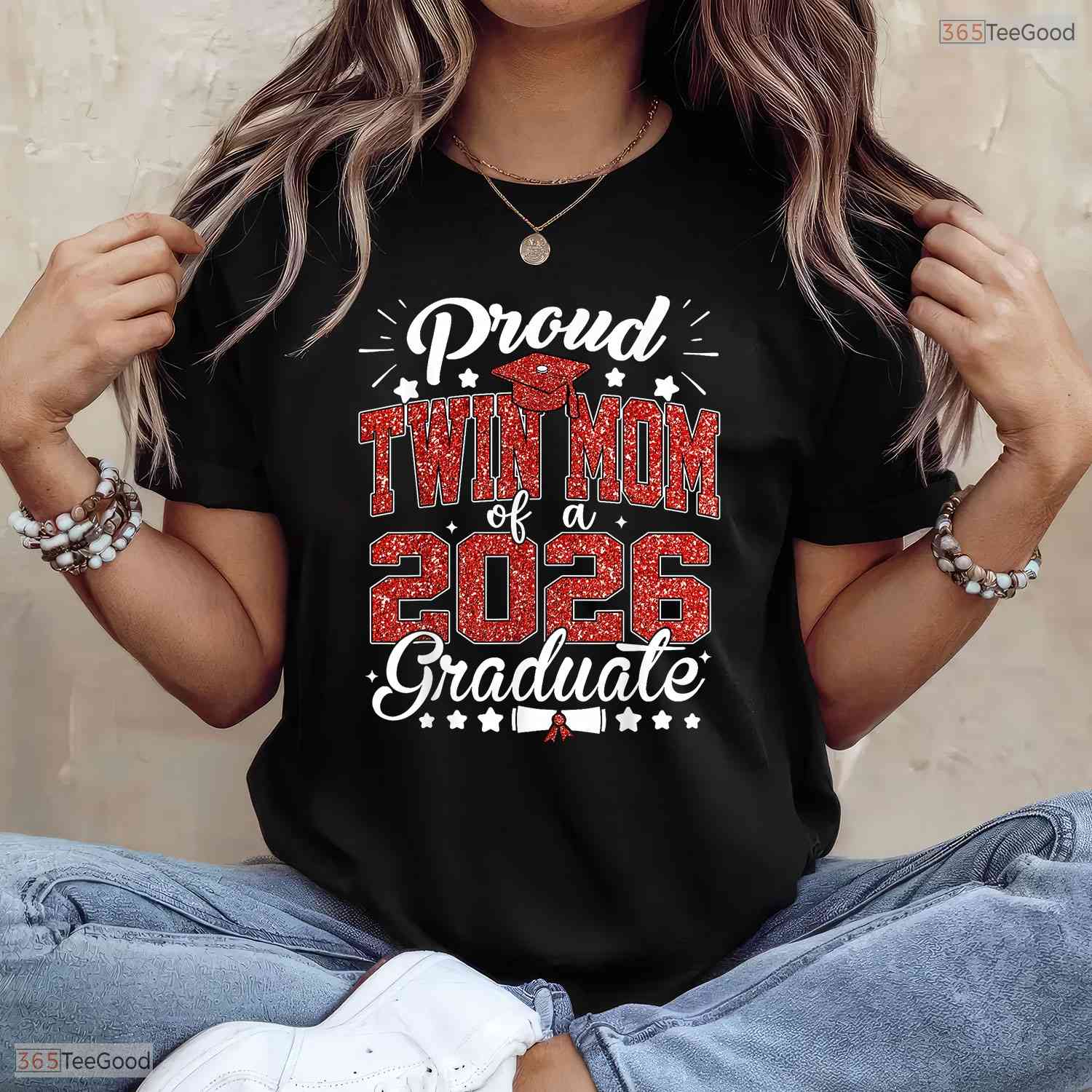 Awesome Proud Twin Mom Of A Class Of 2026 Graduate Senior Grad Family Party T-Shirt