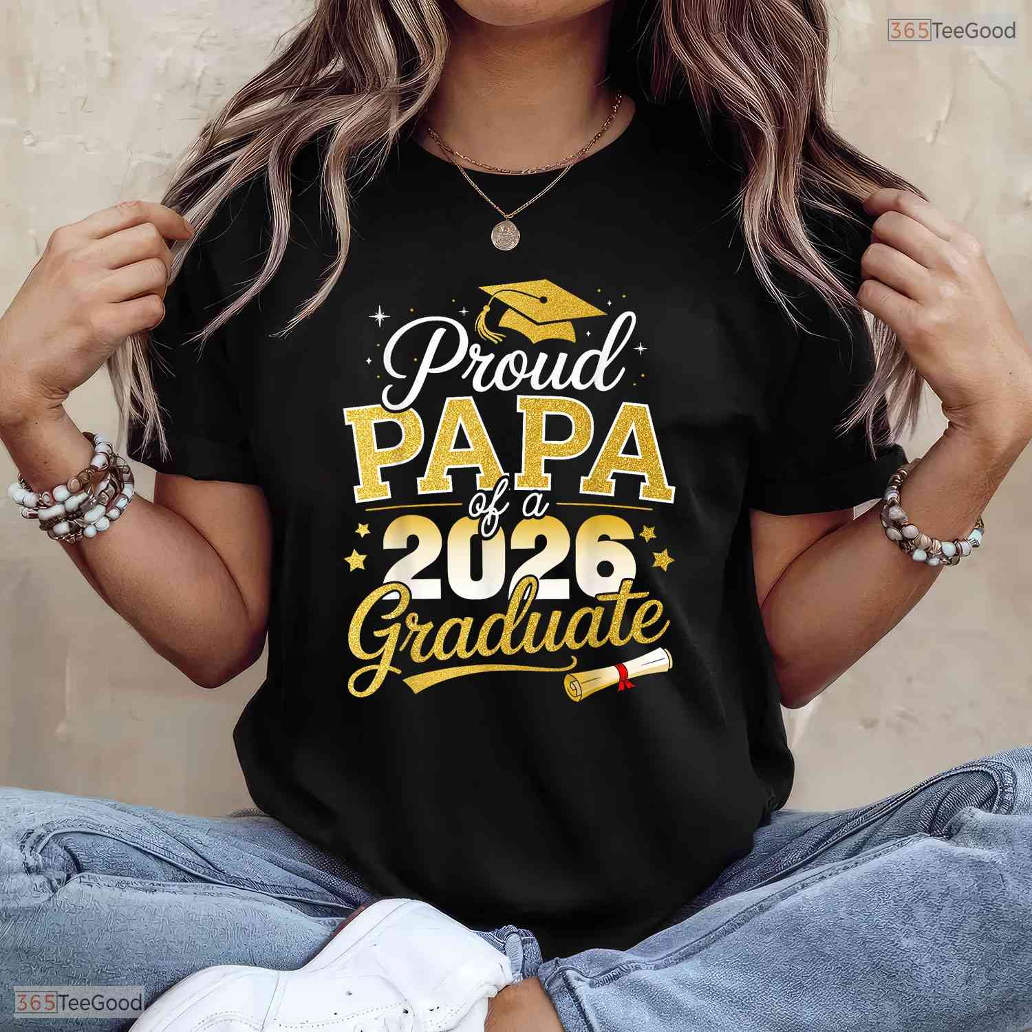 Supportive Proud Papa Of A Class Of 2026 Graduate Senior Graduation Event T-Shirt