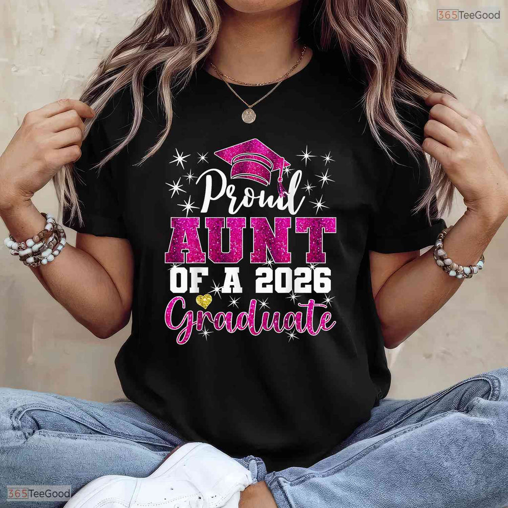 Awesome Super Proud Aunt Of 2026 Graduate Senior Graduation Family Party T-Shirt