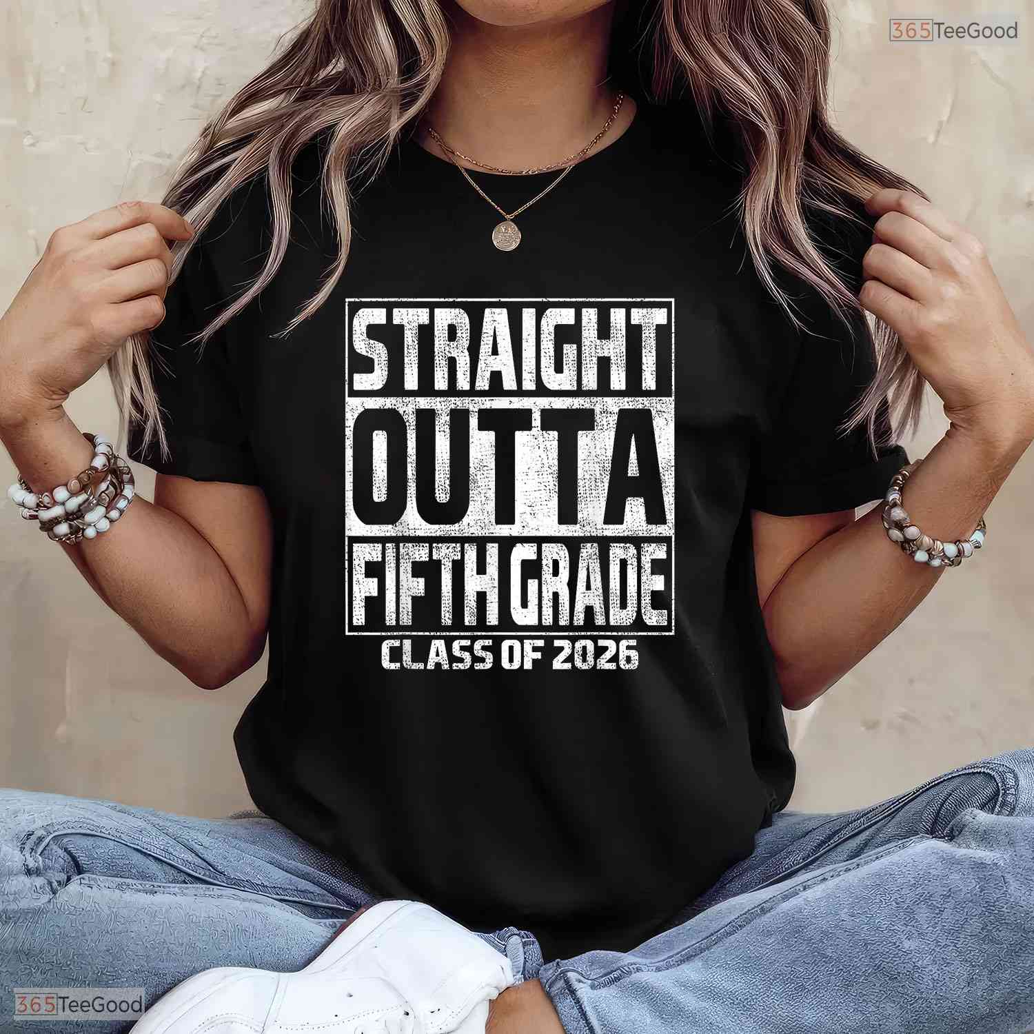 Cool Straight Outta Fifth Grade Graduation Class 2026 5th Grade Party T-Shirt