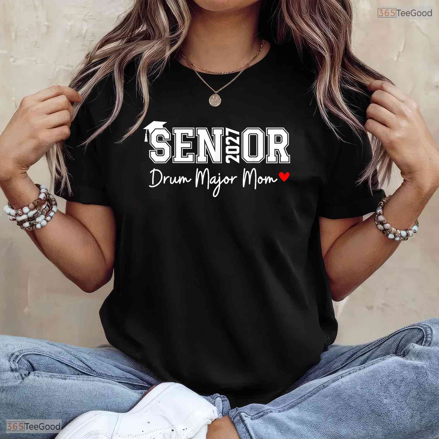 Proud Senior 2027 Drum Major Mom 2027 Marching Band Graduation Family T-Shirt