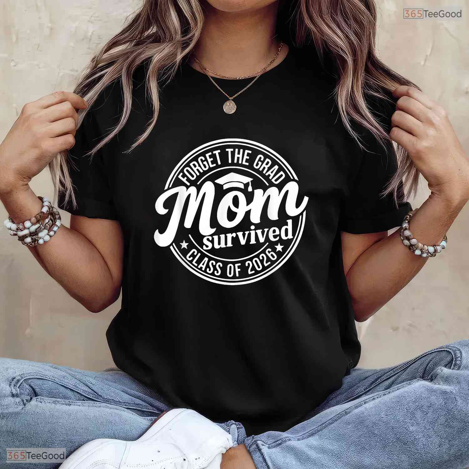 Hilarious Forget The Grad Mom Survived Class Of 2026 Senior Party Women T-Shirt