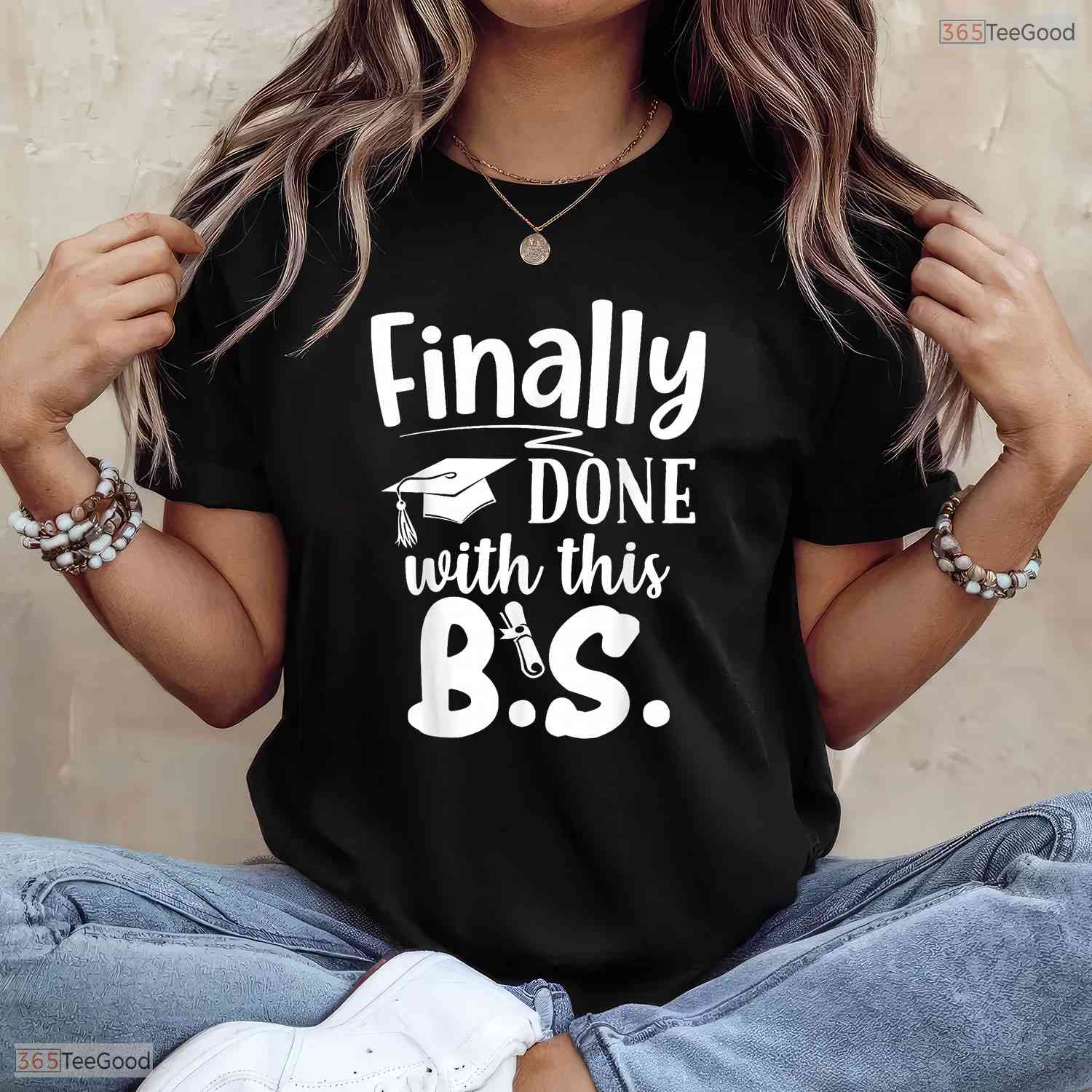 Humorous Finally Done With This BS Funny Bachelors College Graduation T-Shirt