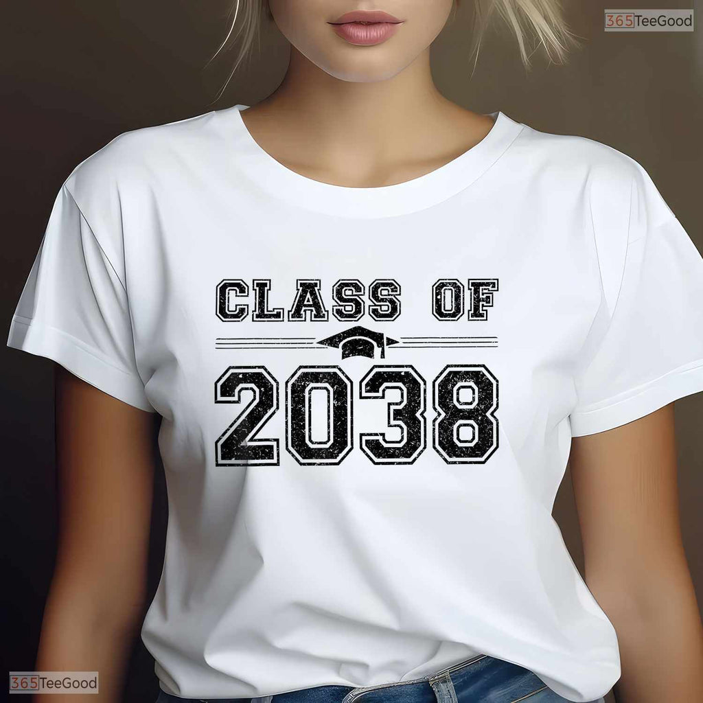 Keepsake Class Of 2038 Grow With Me First Day Of School Graduation Memory Kids T-Shirt