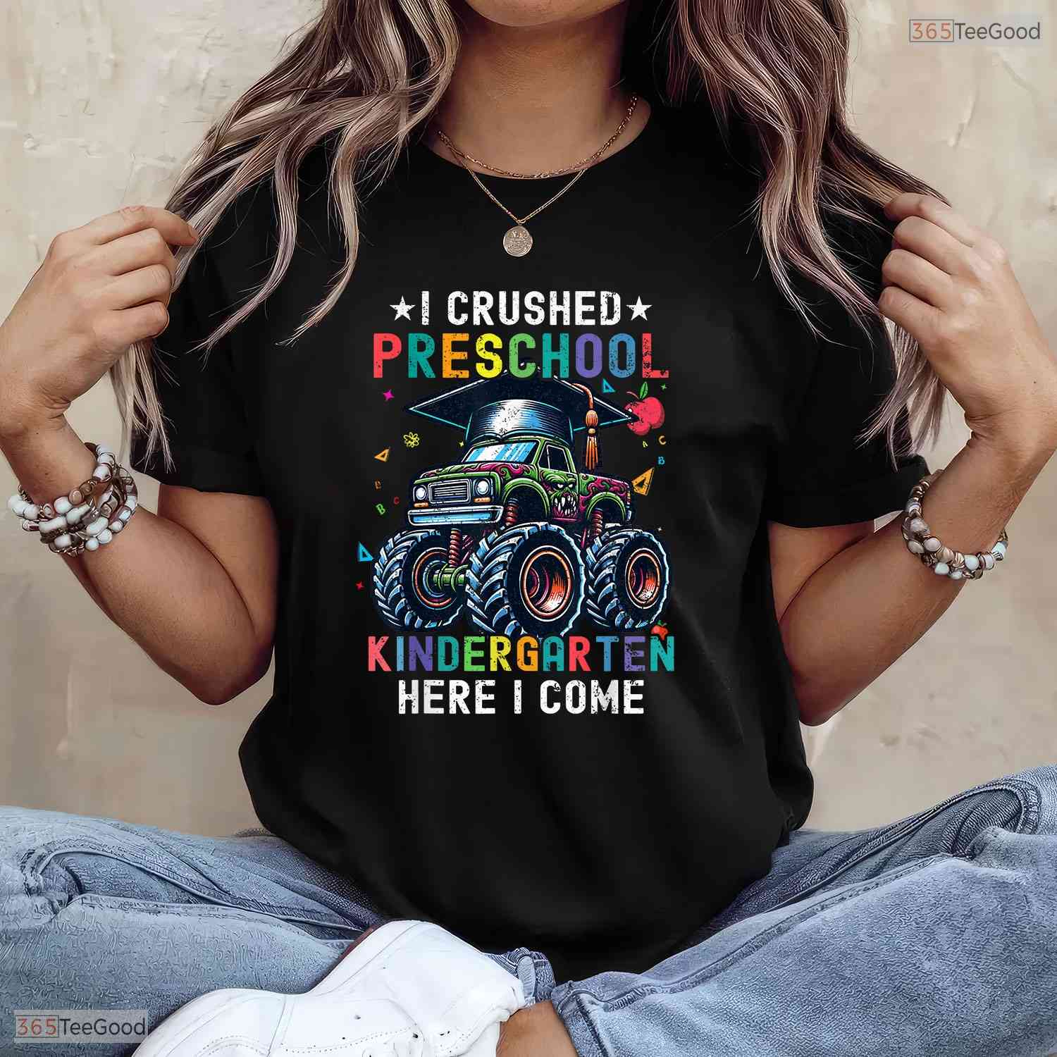 Epic I Crushed Preschool Kindergarten Here I Come Big Truck Graduation Boys T-Shirt