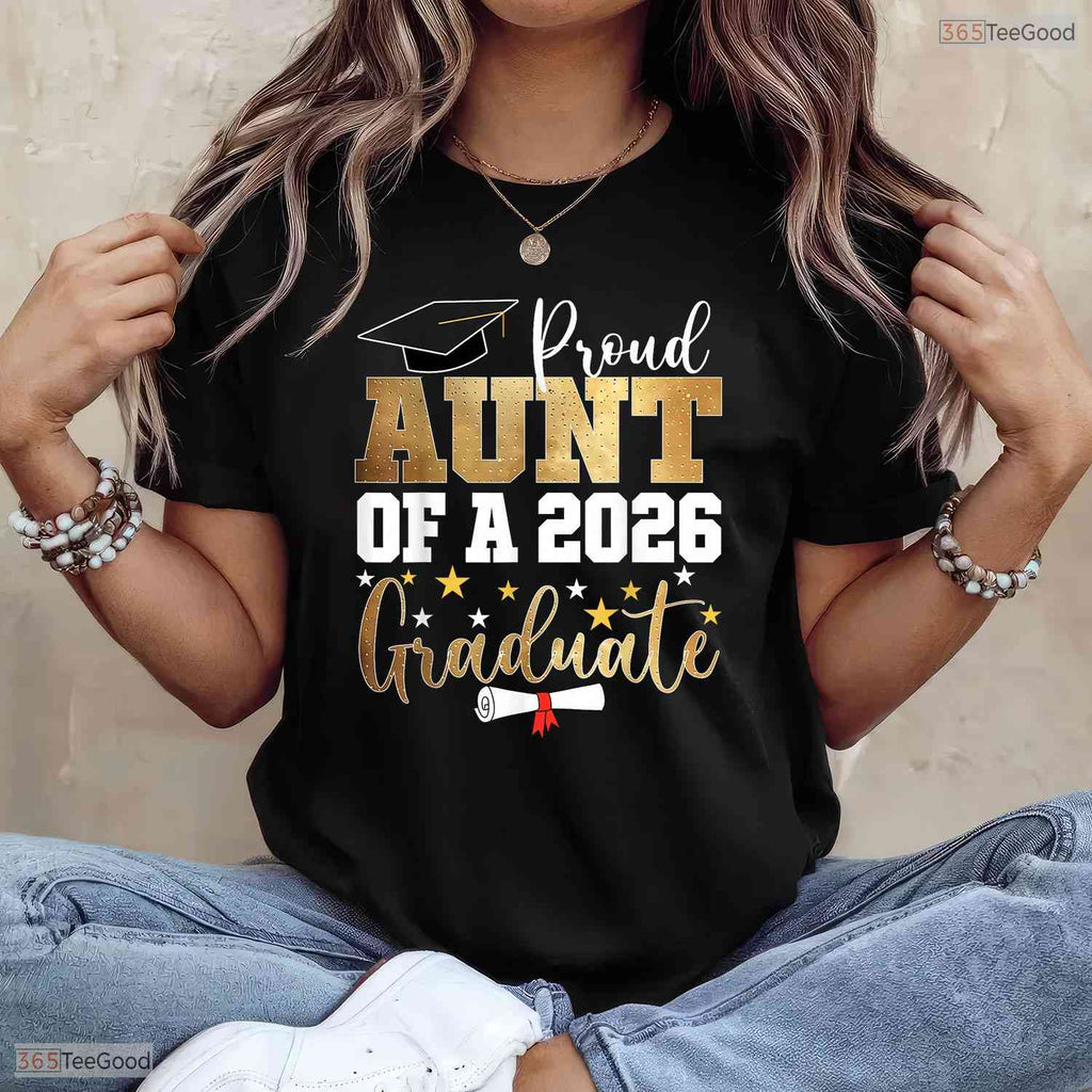 Best Proud Aunt Of A 2026 Graduate Family Matching Graduation Party T-Shirt