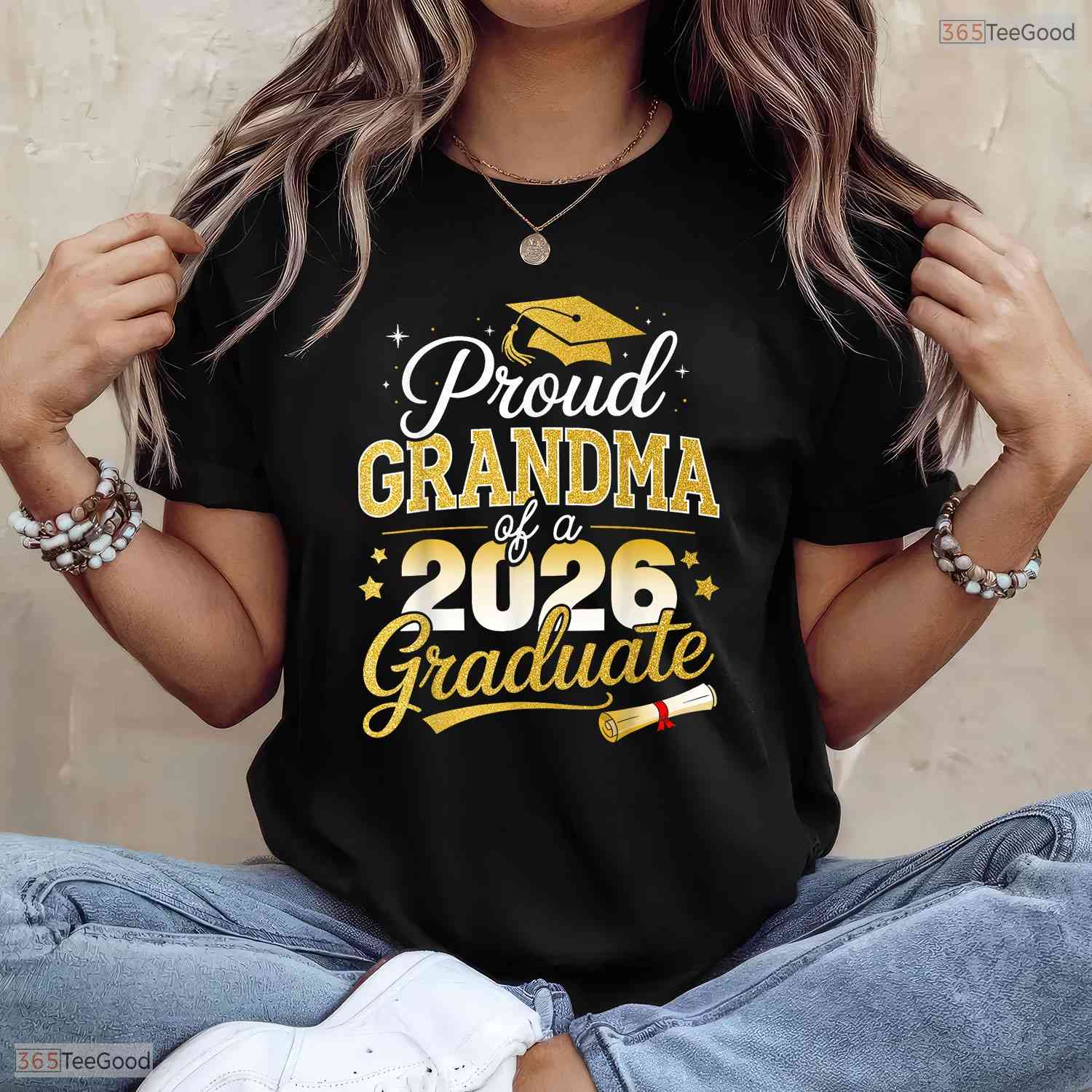 Proud Grandma Of A Class Of 2026 Graduate High School Senior Graduation T-Shirt