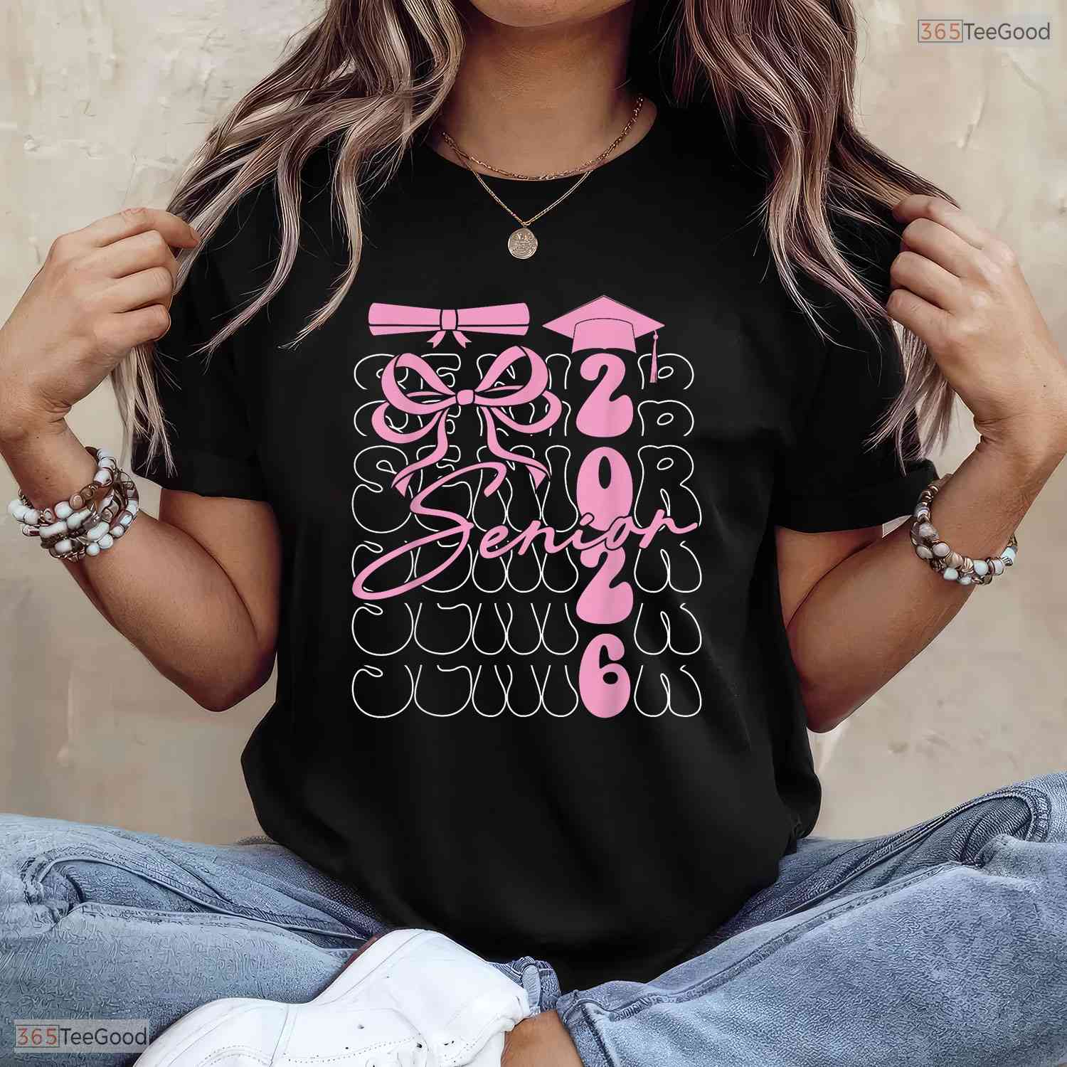 Trendy Coquette Bow Senior 2026 Class Of 2026 Graduation Apparel For Girls Shirt