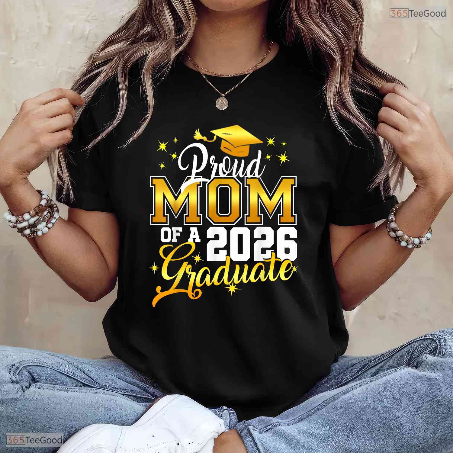 Senior Mom Class Of 2026 Proud Mother Of A Graduate Matching Family Party T-Shirt