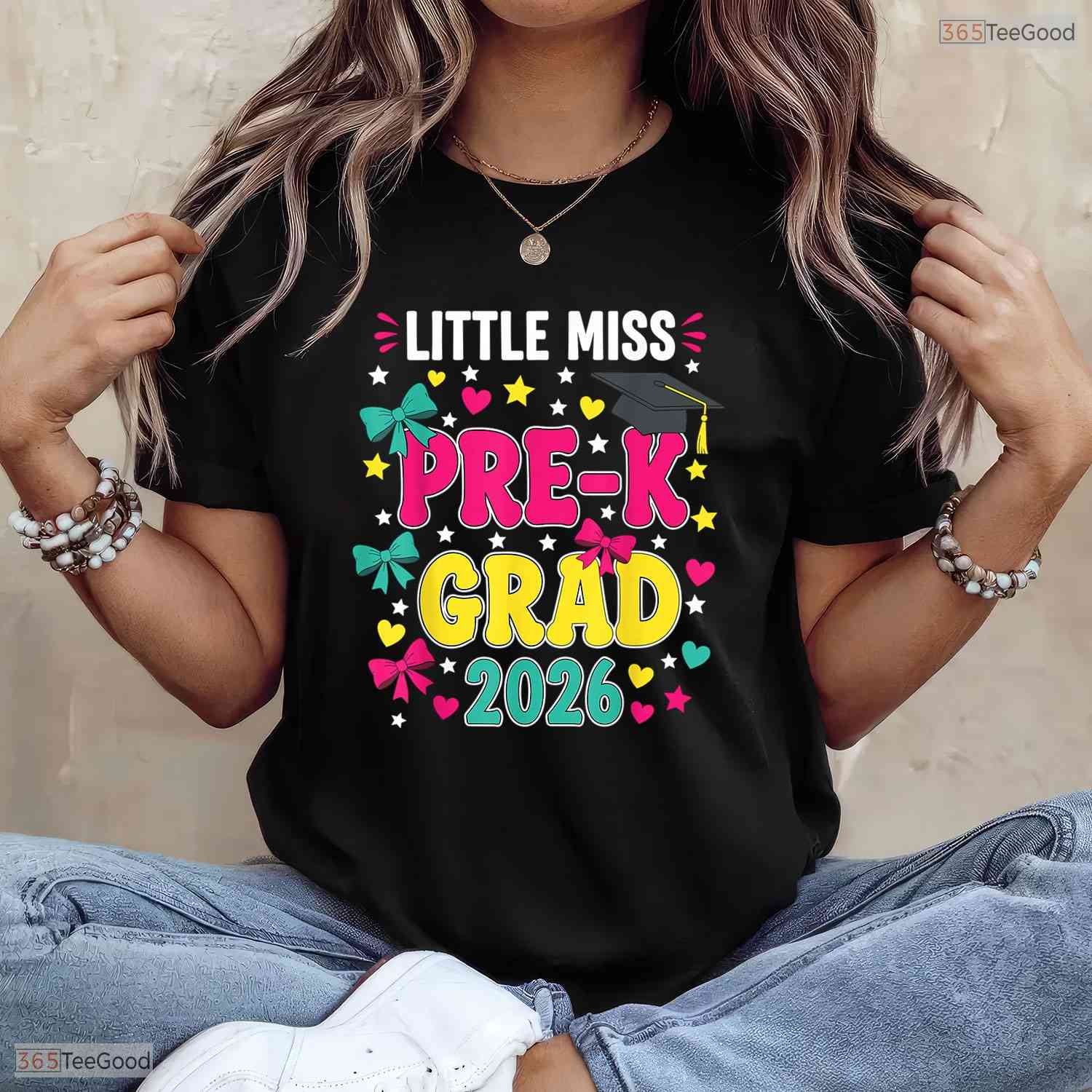 Little Miss Pre-K Grad 2026 Cute Preschool Graduation Apparel For Kids Girls Shirt