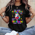 Cute Unicorn Kindergarten Graduation 2026 Hello First Grade Girls Ceremony T-Shirt