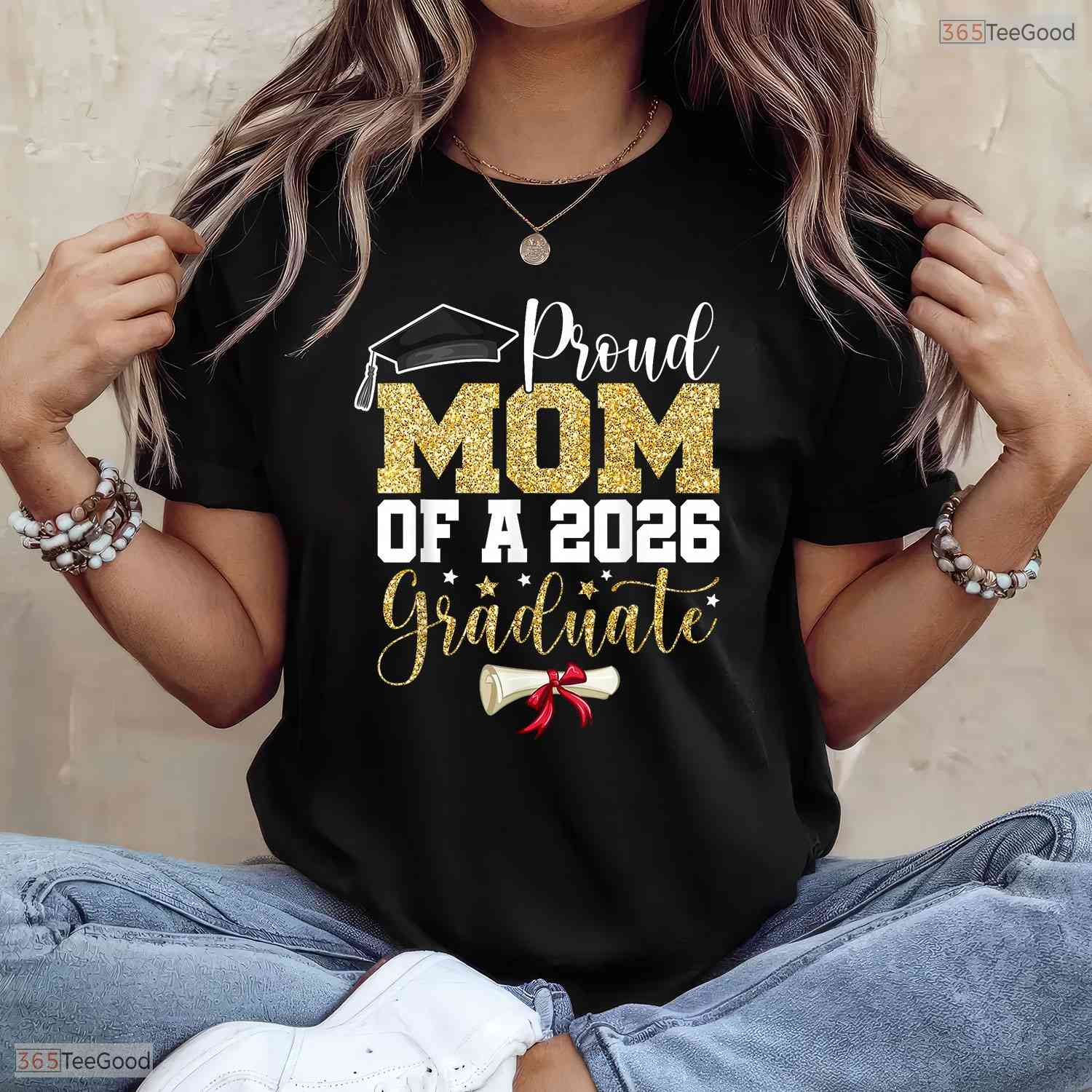 Proud Mom Of A 2026 Senior Graduate Matching Family Graduation Party T-Shirt