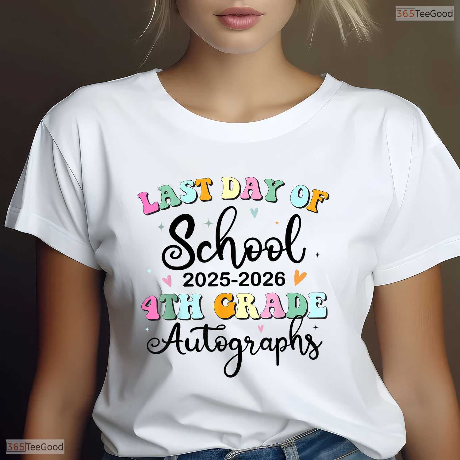 Last Day Of School Autograph 4th Grade Graduation Keepsake Boys Girls Shirt